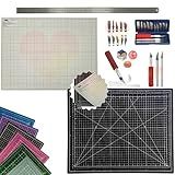 Base Para Cortes 60x45 Dupla Face Autocura Multiuso Artesanato Patchwork Scrapbook Kit Estilete De Precisão 13pcs Regua 60cm Cinza E Preto