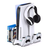 Base Ps5 Cooler Resfria Suporte Carregador Headset Controle