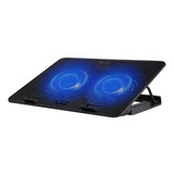 Base Suporte Cooler Para Notebook 2 Fans Com Led Azul