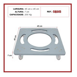 Base Suporte De Alumínio Quadrado Com Rodízios Gel Vaso 45cm