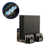 Base Vertical Ps4 Slim Pro 3 Ventilador Cooler Carregador