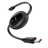 Baseus Cabo USB C Mini Cabo De Carregamento Rápido Retrátil USB C De 100W Para USB C 5A Cabo Carregador USB Tipo C Predefinido De 4 Estágios Para IPhone 16 15 Pro Plus Pro Max MacBook IPad Pro