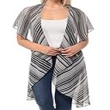Basico Cardigã Feminino Plus Size Com Bainha Assimétrica Aberta De Chiffon 2 GG 3 GG Capa Colete Preto Asteca Capa De Colete Preto Asteca One Size