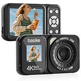 Basike Câmera Fotográfica Digital 4K UHD 64MP- Zoom 18X- Foco Automático E Efeitos Criativos- Vídeo Nítido- Para Jovens- Aventuras E Uso Diário- Portátil- Resistente E Fácil - Preto
