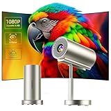 Basike Mini Projetor Portatil- 4K 1080P Full HD- 5G WIFI 6 BT 5-0 Android 11- 12000 Lumens- Led Auto De Correcção Trapezóide Horizontal- 90-Girável Ajuste Telescópico De Altura -Ouro Champagen-