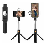 Bastão De Selfie E Tripé Retrátil Flash Bluetooth Gira 360