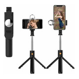 Bastão De Selfie E Tripé Retrátil Flash Bluetooth Gira 360