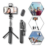 Bastão Pau De Selfie E Tripé Bluetooth Mesa C Led 3 Em 1