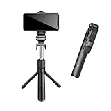 Bastão Pau De Selfie Mini Tripé E Monopé Retrátil 3 Em 1 Com Controle Disparador Remoto Bluetooh Celular Preto 