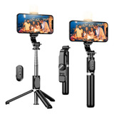 Bastão Tripé Led Controle Remoto Sem Fio Pau De Selfie 360