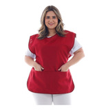 Bata Avental Jaleco Plus Size Oxford Bolsos Ajuste Lateral