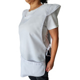 Bata Avental Jaleco Uniforme Com Manga Renda Babado Feminino
