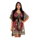 Bata Indiana Kaftan Feminina Longuete Saída De Praia Maya