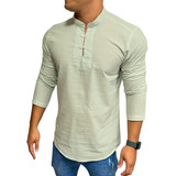 Bata Masculina Slim Fit Manga Longa Pronta Entrega