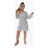 Bata Vestido Indiano Branco Bordado Trabalho Em Crochê Cd 01