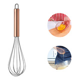 Batedor De Ovos Clara Culinário Fouet Manual Cobreado 25cm