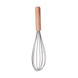 Batedor De Ovos Em Silicone- Cabo De Madeira- 24-5cm- Fouet- Resistente Ao Calor- Antirrisco- Cozinha- Massas- Fácil Limpeza
