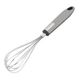 Batedor De Ovos Fouet Em Aço Inox Manual Vermelho Cor Cinza