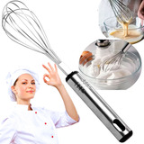 Batedor De Ovos Fouet Fuê Clara Bolo Massa Aço Inox 27 Cm