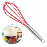 Batedor De Ovos Fouet Fuê Manual Fio Silicone Cabo Aço Inox