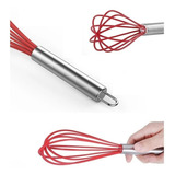 Batedor Manual Fio De Silicone Cabo Inox 30 Cm