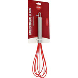 Batedor Siliconado Fuê Manual Vermelho Cabo Em Aço Inox 25cm