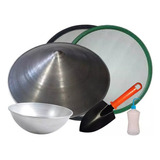 Bateia 44 Cm 2 Peneira Para Garimpo Cuia 20cm Mini Pá