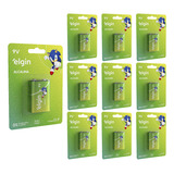 Bateria 9v Volts Alcalina Elgin Caixa C 10 Unid Blisterc 1