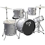 Bateria Acústica 2T Cromada Prata Com Banco NY F1RST