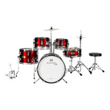 Bateria Acústica Infantil Michael Mdmc5 Wr Vinho 5