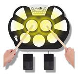 Bateria Eletrônica Musical Portátil Silicone 6 Drum 2 Pedais