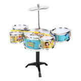 Bateria Infantil Com Banquinho Tambor E