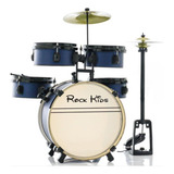 Bateria Infantil Completa Rock Kids Com Chimbal 2 Tons Azul