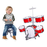 Bateria Infantil De Brinquedo Musical Jazz Drum Cor Vermelho