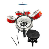 Bateria Infantil Profissional Rock Star Pedal Banco Baqueta Cor Vermelho