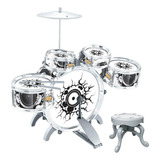 Bateria Infantil Rock Party Branca Com Banquinho E Baquetas