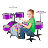 Bateria Infantil Rock Party Com Banqueta Banquinho Meninos