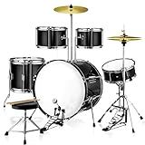 Bateria Instrumento Bateria Acustica Bateria Musical Bateria Acústica 2T Cromada Preto Com Banco