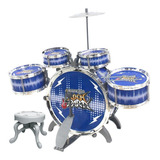 Bateria Instrumento Musical Infantil Rock Party Completa Cor Azul