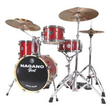 Bateria Nagano Beat Bumbo 16 Com Ferragens E Banco Baqueta