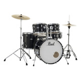 Bateria Pearl Roadshow Bumbo 20 C Ferragens Banco Pedal Cor Jet Black