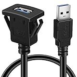 BATIGE Cabo De Extensão De Montagem Embutida Com Porta única USB 3 0 Quadrada Com Fivela Para Carro Caminhão Barco Motocicleta Painel 300 Cm