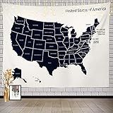 Batmerry Tapeçaria Azul Mapa EUA América Mapa Dos EUA Estados Unidos América Viagem Arte De Parede Decoração Para Quarto Sala De Estar Dormitório 59 1 X 83 7 Polegadas