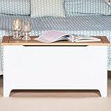 Baú Branco De Madeira Maciça 42 Alt X 83 5 Larg X 45 Prof Móveis Para Organização Da Casa Design Minimalista Acabamento Em Cera Madeira Pinus Elliottis PENSE DENTRO DA CAIXA