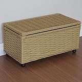 Baú Brinquedo Cesto Roupa Fibra Sintética C Rodinha 60x30x30 Canela