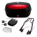 Baú Maleiro Moto 45 Litros Protork Suporte Bagageiro Preto