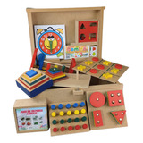 Baú Pedagógicos Com 10 Jogos De Madeira Brinquedos Educativo