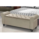 Baú Recamier Divã Paris 150cm Para Cama Queen Capitonê