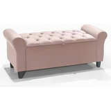Baú Recamier Divã Paris Rosa Com Capitonê 90cm Cama Solteiro Sala E Recpção Lv Moveis