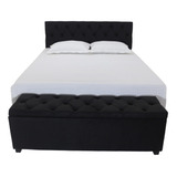 Baú Recamier E Cabeceira 140cm Casal Preta Painel New 